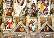 Photo Deckengemälde von Michelangelo in der sixtinischen Kapelle in Rom